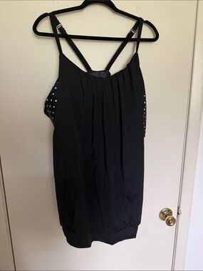 Black Polka Dot Strap Swim Top